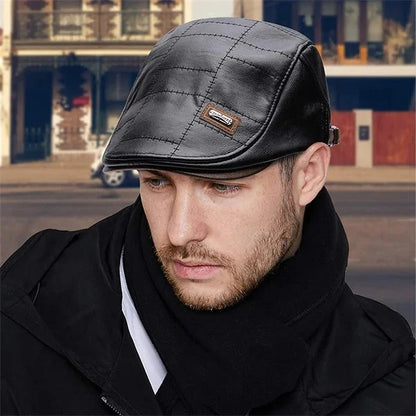 British Gentlemen Leather Beret Hat