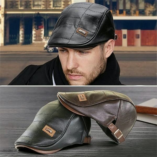 British Gentlemen Leather Beret Hat