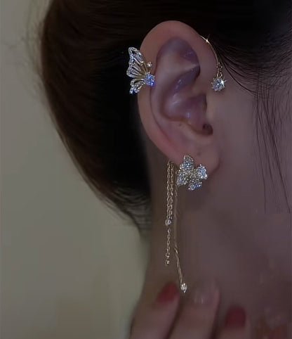 Zircon Flower Butterfly Ear Clip (Hot sale)