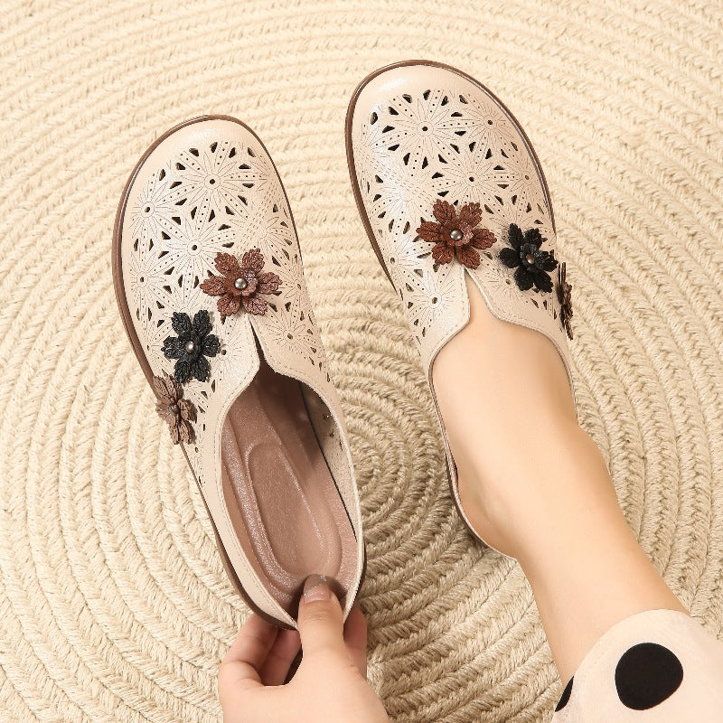 Floral Slides Half Loafers Shoes