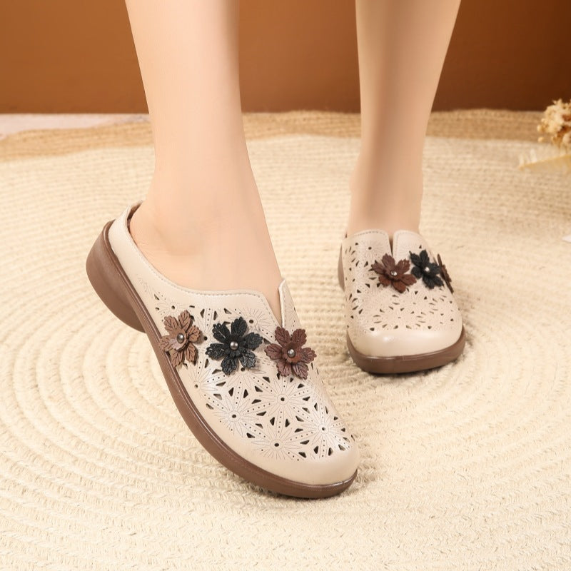 Floral Slides Half Loafers Shoes