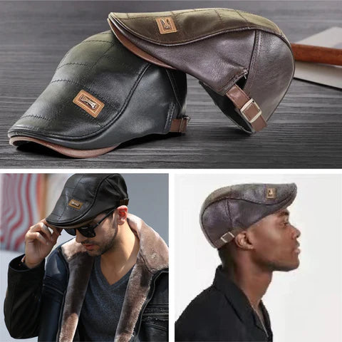 Mens leather beret hats sales