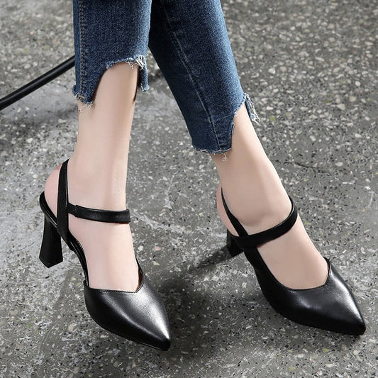 Pointed Toe Thick Heel High Heels