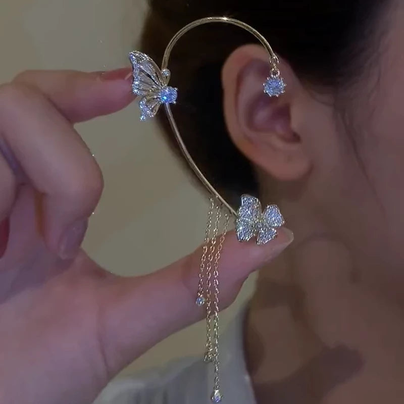 Zircon Flower Butterfly Ear Clip (Hot sale)