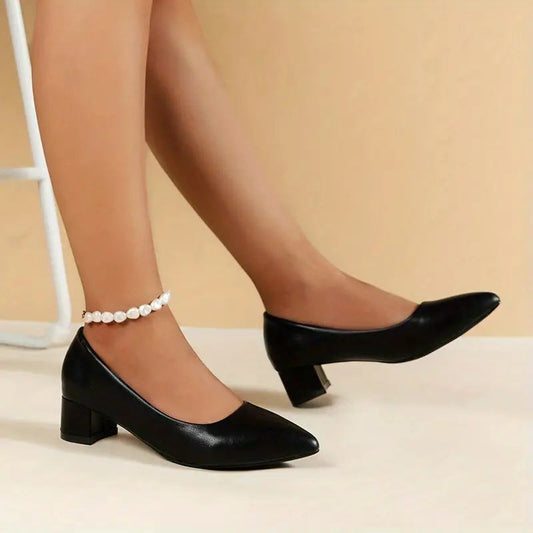 Classic Chunky High Heels Shoes