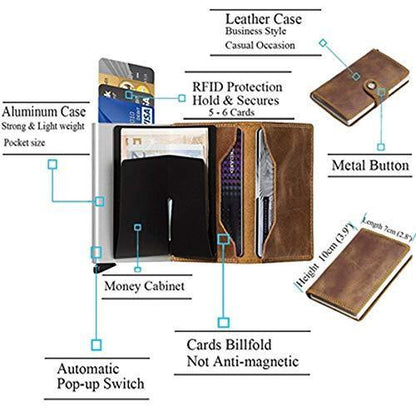 RFID Card Holder Business Wallet【Black and Coffee Colors】