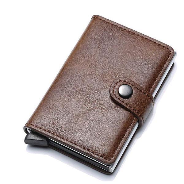 RFID Card Holder Business Wallet【Black and Coffee Colors】