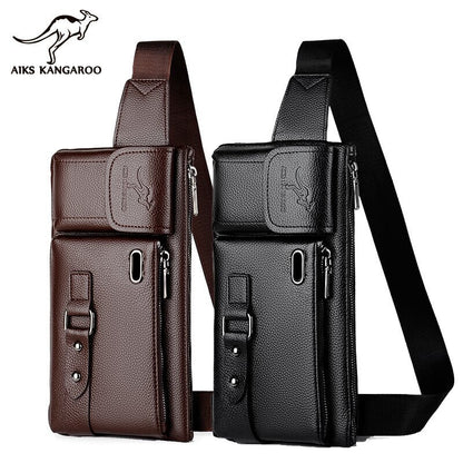 Men's Leather Sling Bag Chest Shoulder Bag