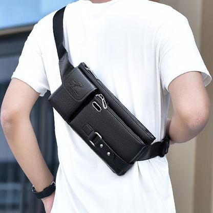 Men's Leather Sling Bag Chest Shoulder Bag