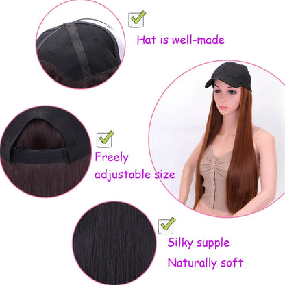 [Mega Sale!] Fashionable Long Straight Hair Cap Wig [24 inches]