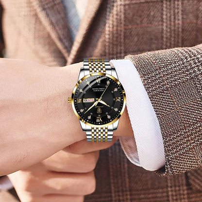 POEDAGAR Luxury Brand Sport Watches Mens Fashion Full Steel Quartz Watch